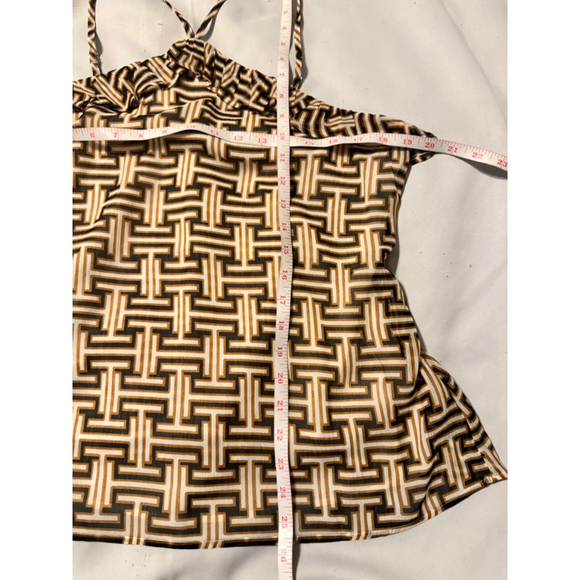 Express Geometric Halter Camisole Top Size L Brown Tan - Picture 2 of 4